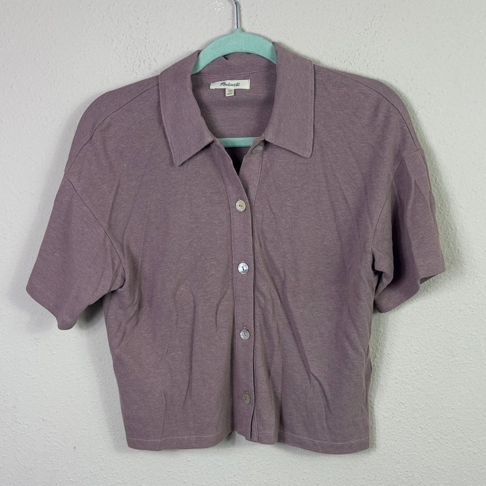 Madewell Relaxed Button-Up Polo Shirt - Vintage Petal / dusty pink sz XS